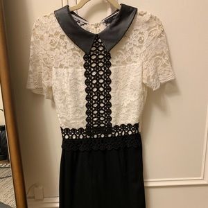 Aqua lace and leather dress